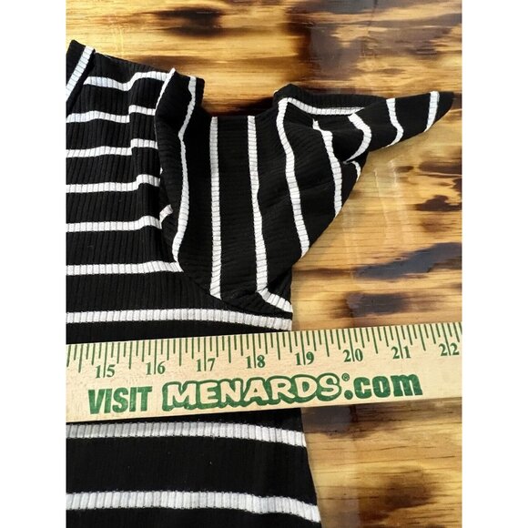 Luxology Women T Shirt Dress Black White Striped Stretch Size Large Classic City - Picture 4 of 10